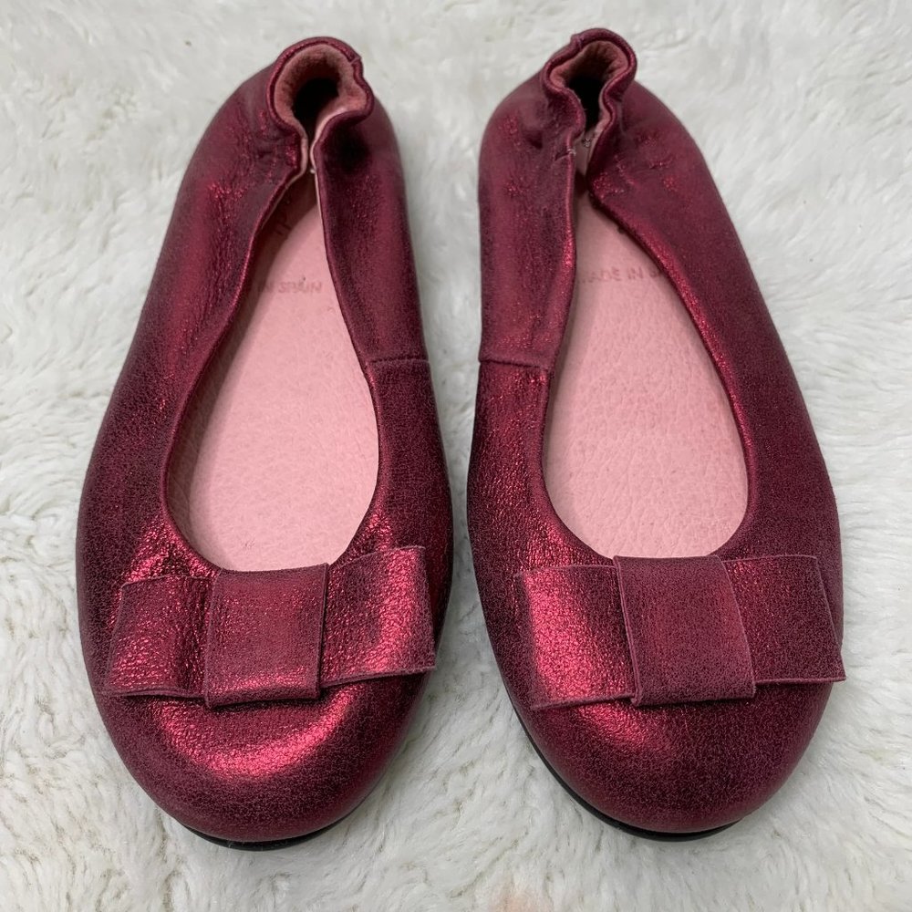 Jacadi Girls Toddler Red Leather Bow Flats Ballerina Shoes Size 28 EU / 11 US